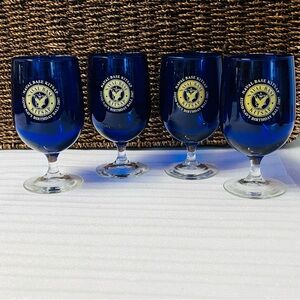 Vintage Naval Base Kitsap 232nd Navy Birthday Ball 2007 Cobalt Blue Wine Glasses